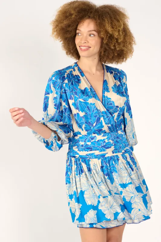 Mini Dress Colleen - Blue Flower Bunch sold by Poupette St Barth