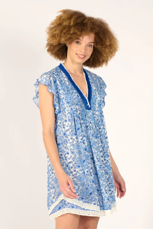 Mini Dress Sasha - Blue Aquaflora sold by Poupette St Barth