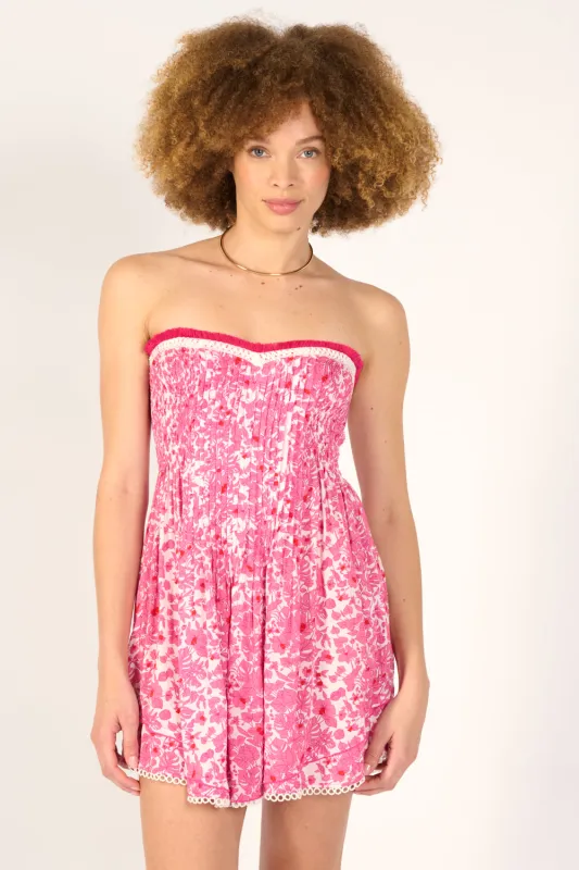 Bandeau Dress Claire - Pink Aquaflora sold by Poupette St Barth