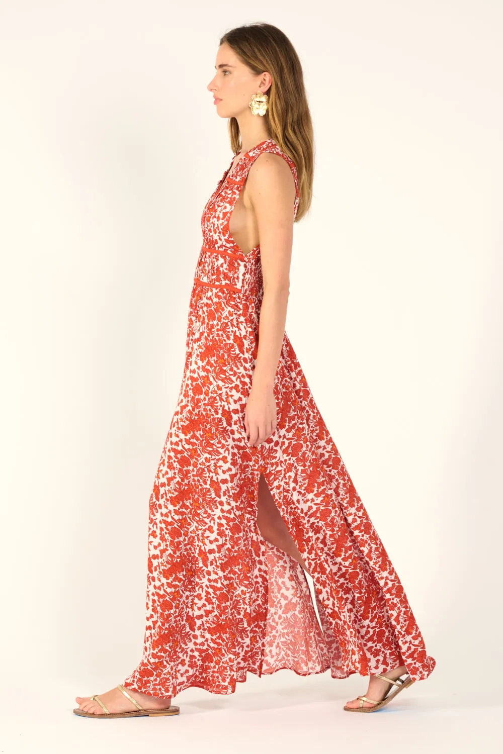 Long Dress Chiara - Paprika Aquaflora sold by Poupette St Barth product image thumbnail 5
