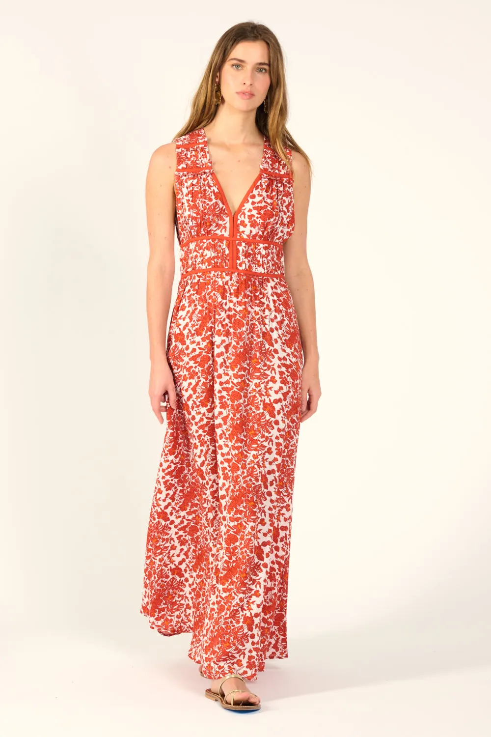 Long Dress Chiara - Paprika Aquaflora sold by Poupette St Barth