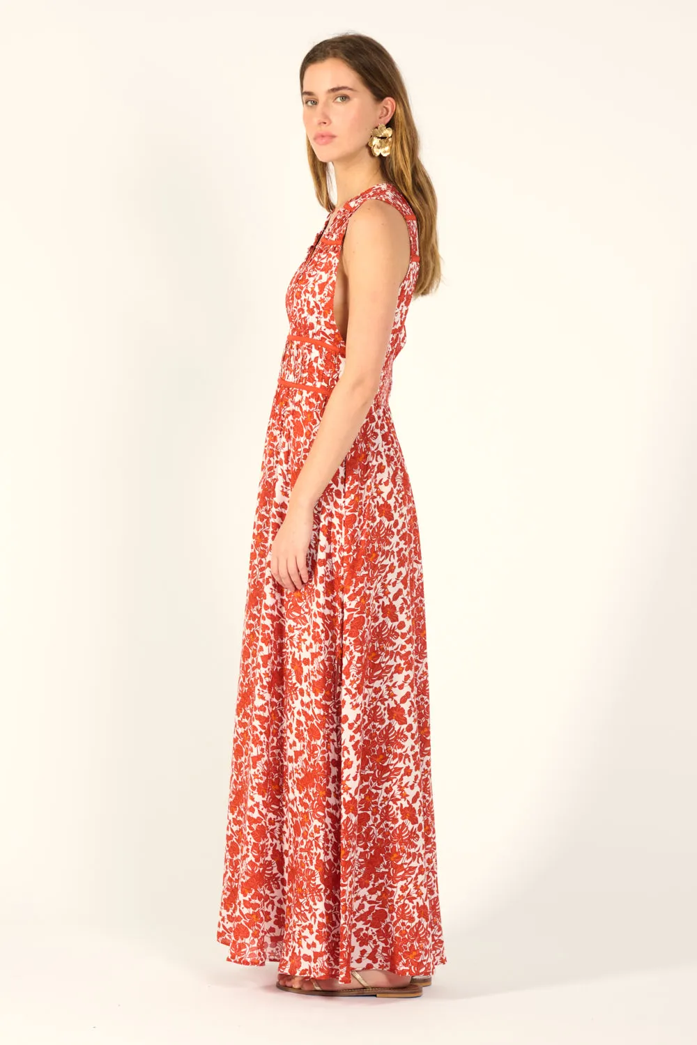 Long Dress Chiara - Paprika Aquaflora sold by Poupette St Barth product image thumbnail 4