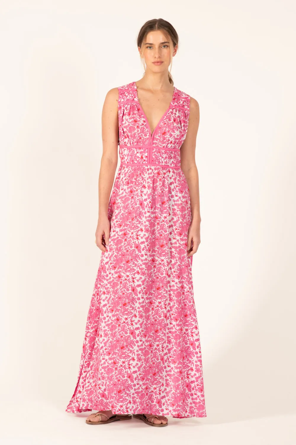 Long Dress Chiara - Pink Aquaflora sold by Poupette St Barth
