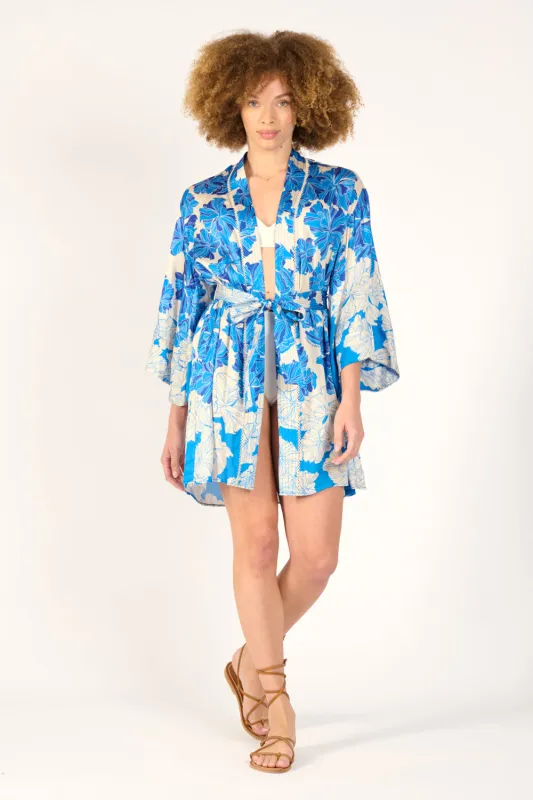 Kimono Luna - Blue Flower Bunch made by Poupette St Barth