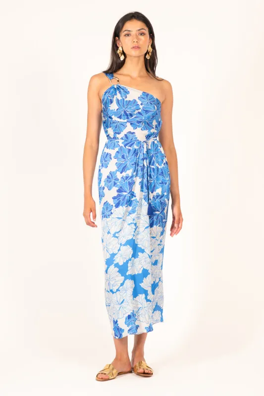Long Dress Fanny - Blue Flower Bunch made by Poupette St Barth