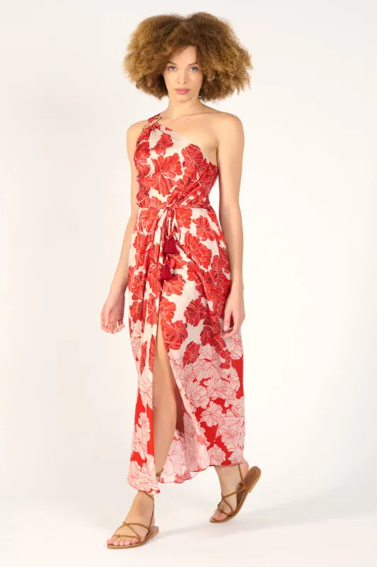 Long Dress Fanny - Red Flower Bunch sold by Poupette St Barth
