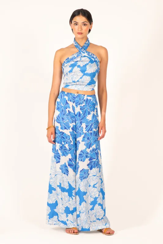Pant Clea - Blue Flower Bunch sold by Poupette St Barth