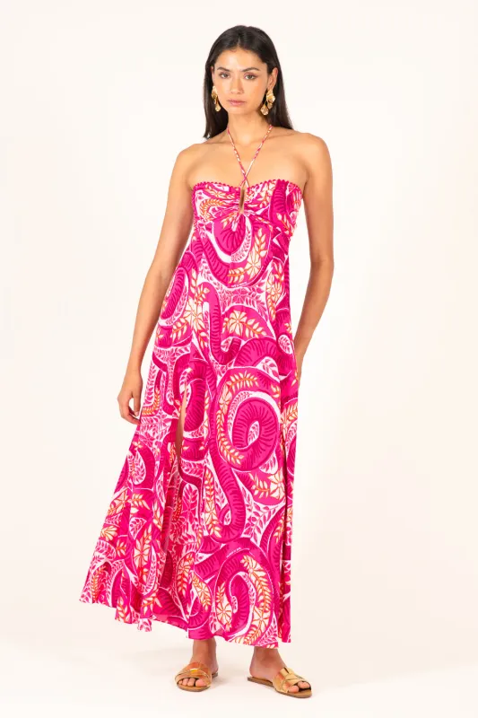Long Dress Carla - Pink Holy Snake sold by Poupette St Barth