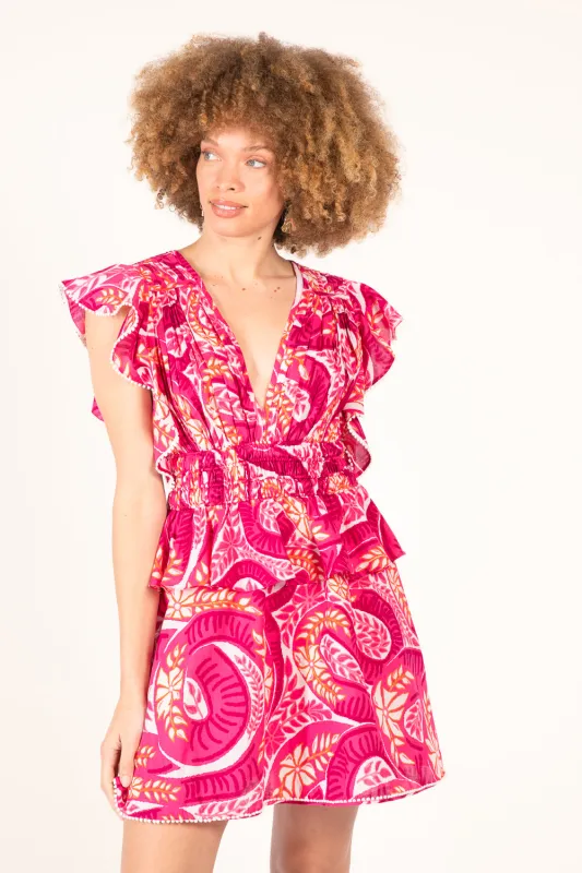 Mini Dress Noemi - Pink Holy Snake sold by Poupette St Barth