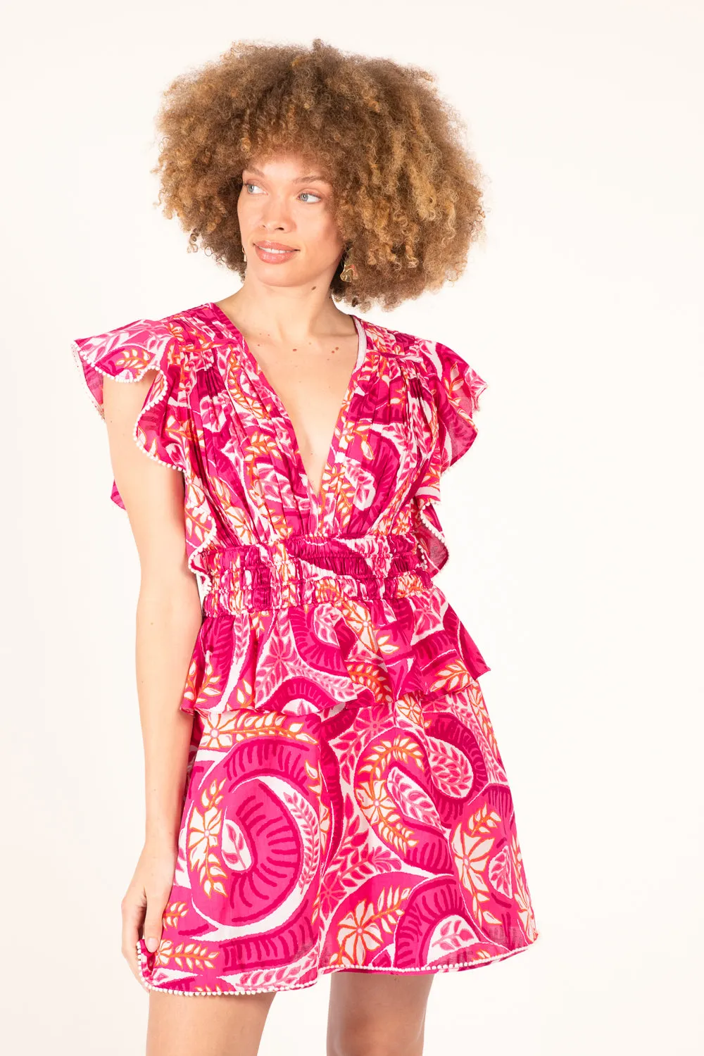 Mini Dress Noemi - Pink Holy Snake sold by Poupette St Barth