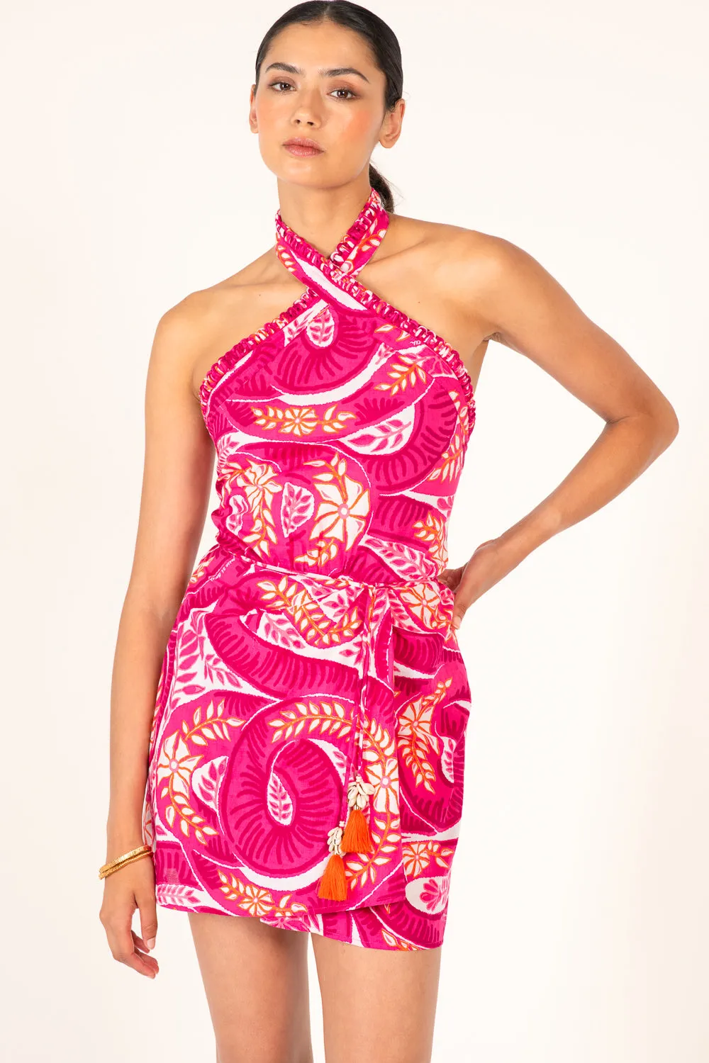 Mini Dress Manon - Pink Holy Snake sold by Poupette St Barth product image thumbnail 3