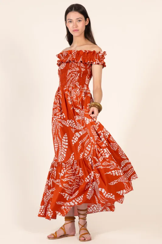 Long Dress Suzanne - Paprika Austral sold by Poupette St Barth