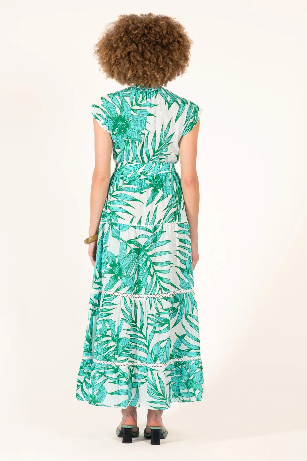 Long Dress Kora - Green Palm Leaf sold by Poupette St Barth product image thumbnail 4