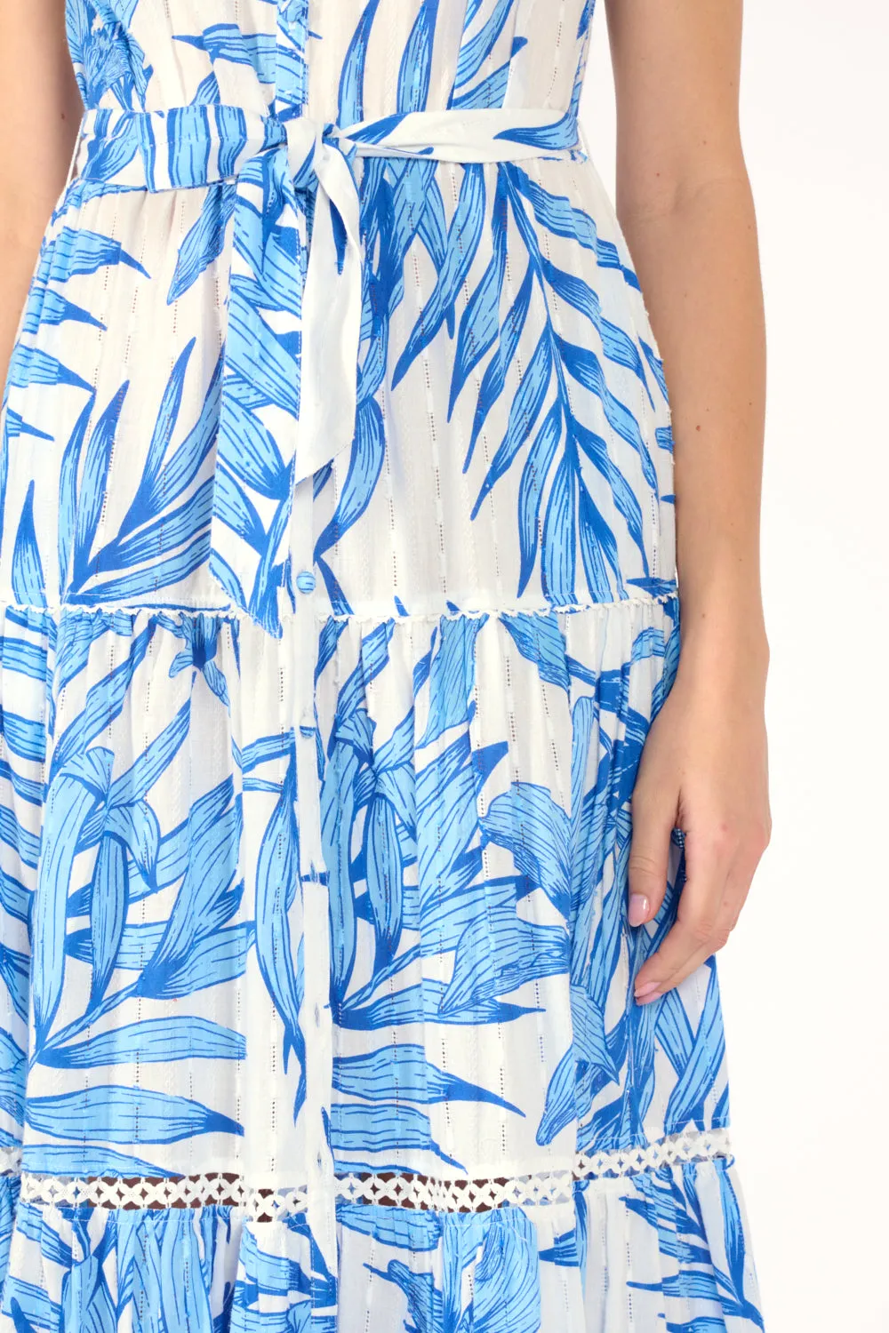 Long Dress Kora - Blue Palm Leaf sold by Poupette St Barth product image thumbnail 5