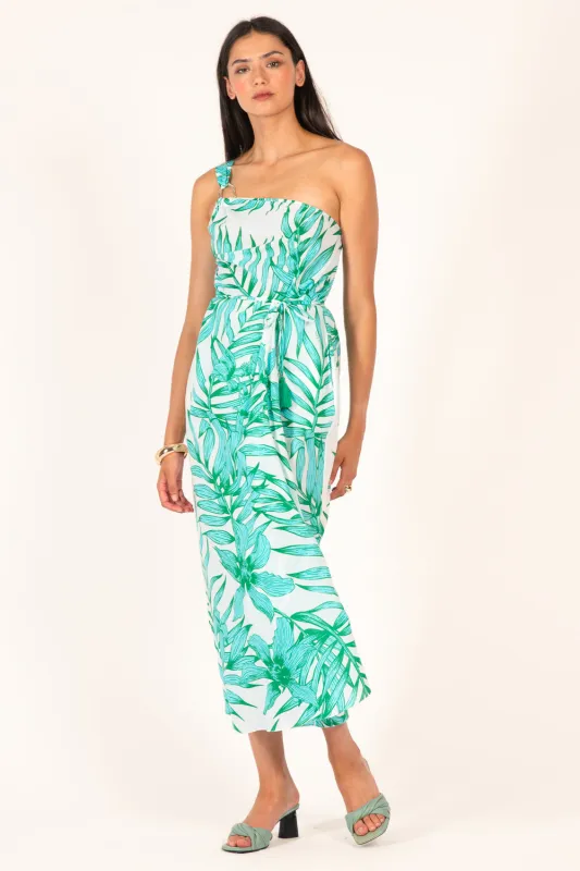 Long Dress Fanny - Green Palm Leaf sold by Poupette St Barth