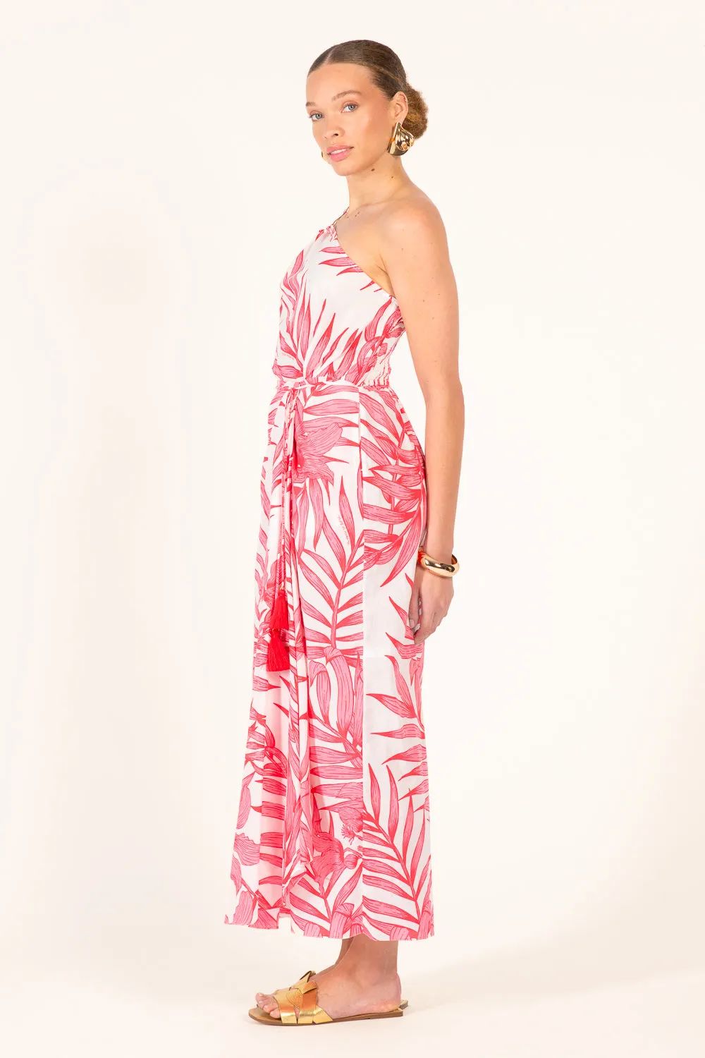Long Dress Fanny - Pink Palm Leaf sold by Poupette St Barth product image thumbnail 3