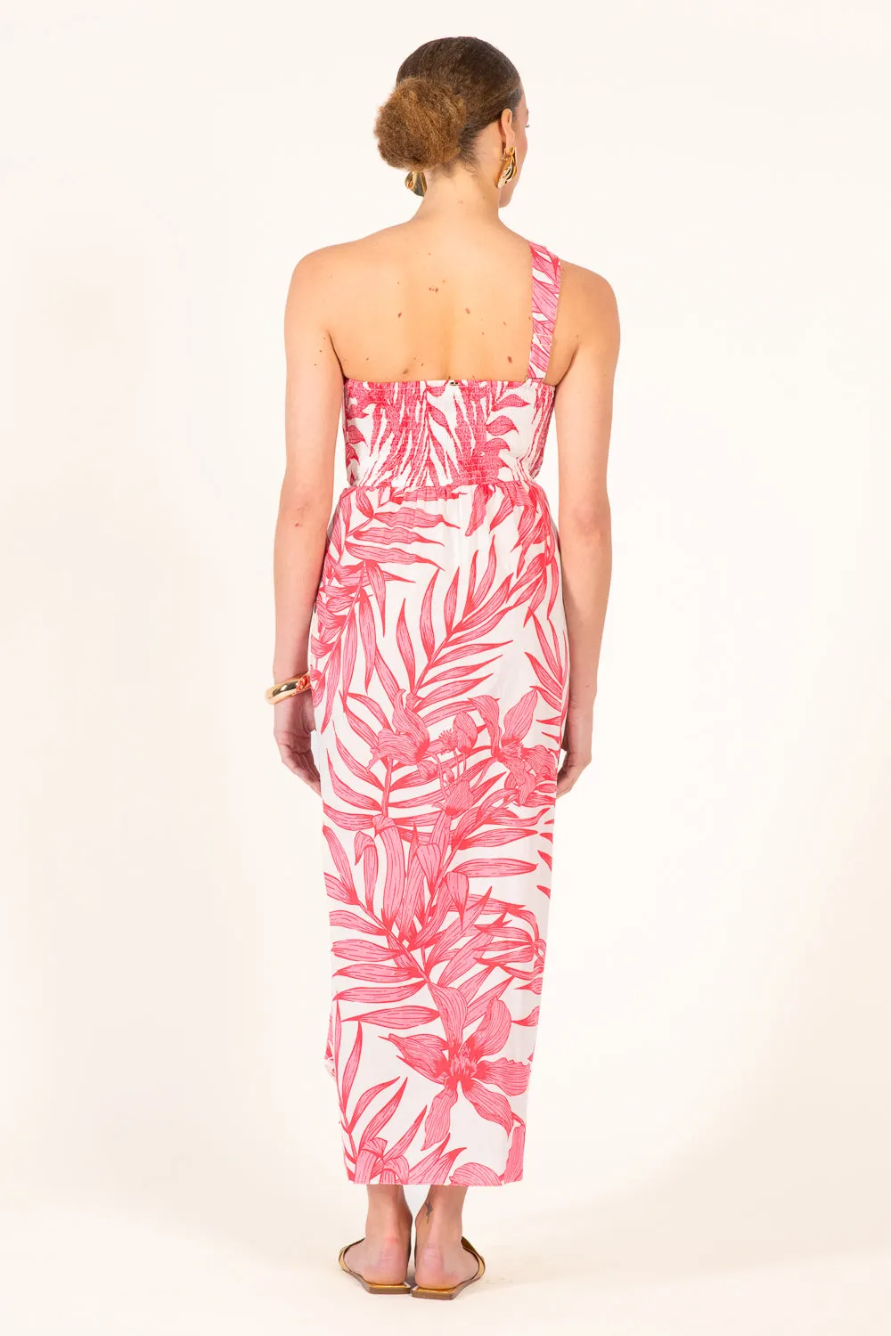 Long Dress Fanny - Pink Palm Leaf sold by Poupette St Barth product image thumbnail 4
