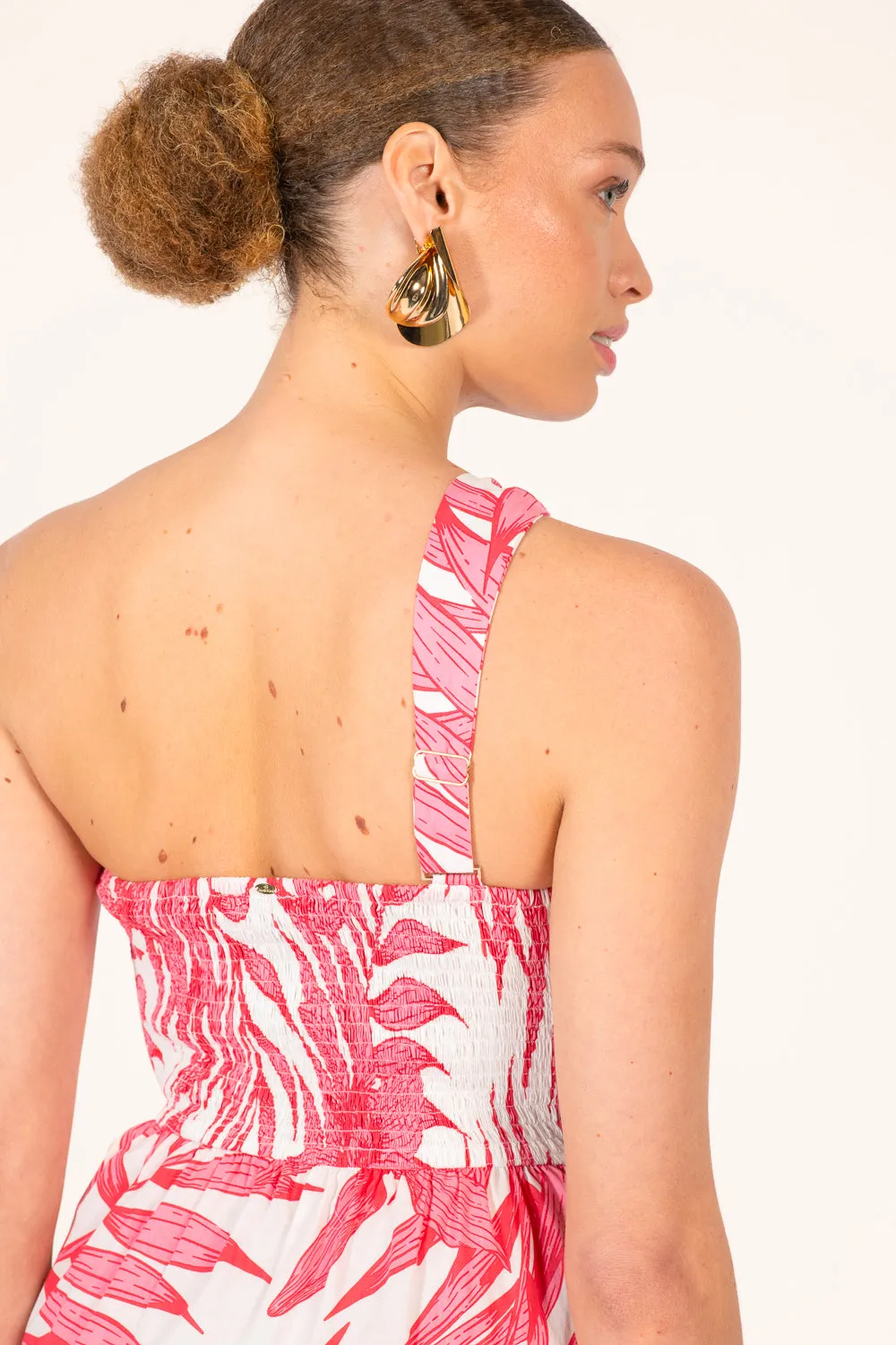 Long Dress Fanny - Pink Palm Leaf sold by Poupette St Barth product image thumbnail 5