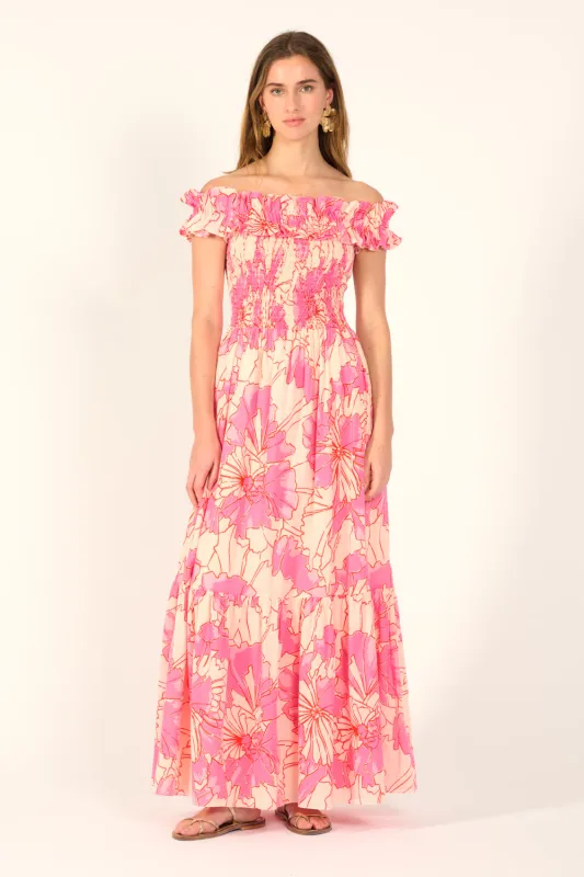 Long Dress Suzanne - Pink Petal sold by Poupette St Barth