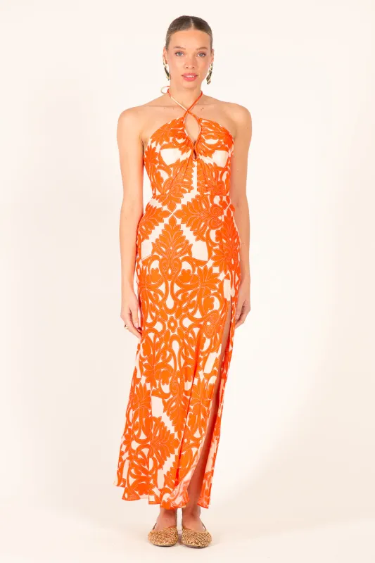 Long Dress Stella - Orange Mantra made by Poupette St Barth