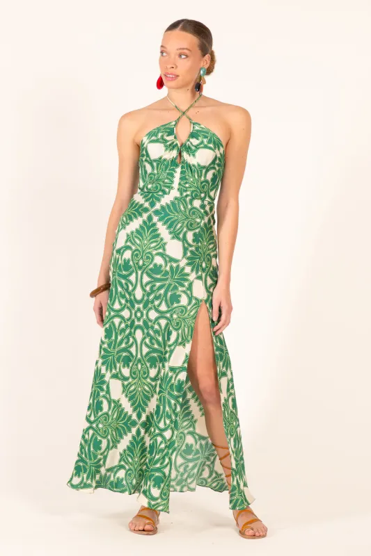 Long Dress Stella - Green Mantra made by Poupette St Barth