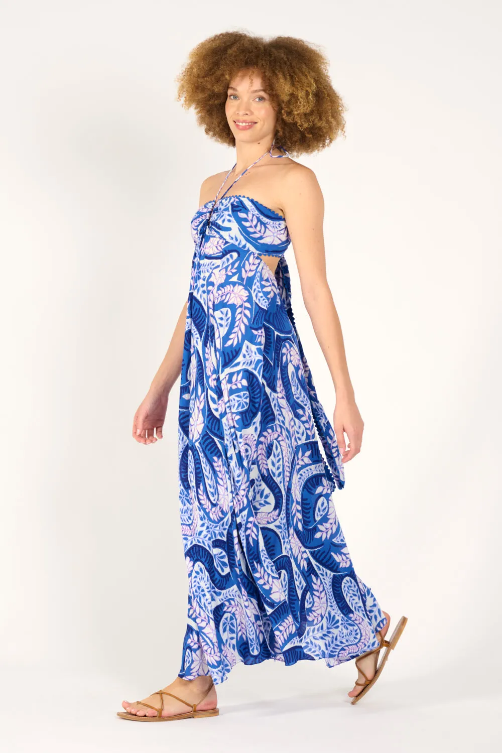 Long Dress Carla - Blue Holy Snake sold by Poupette St Barth product image thumbnail 3