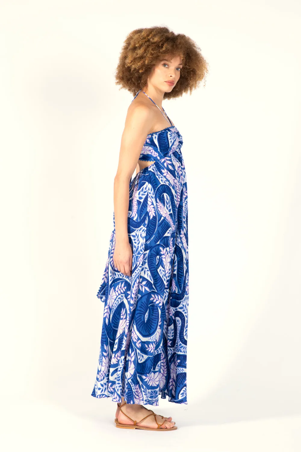 Long Dress Carla - Blue Holy Snake sold by Poupette St Barth product image thumbnail 4