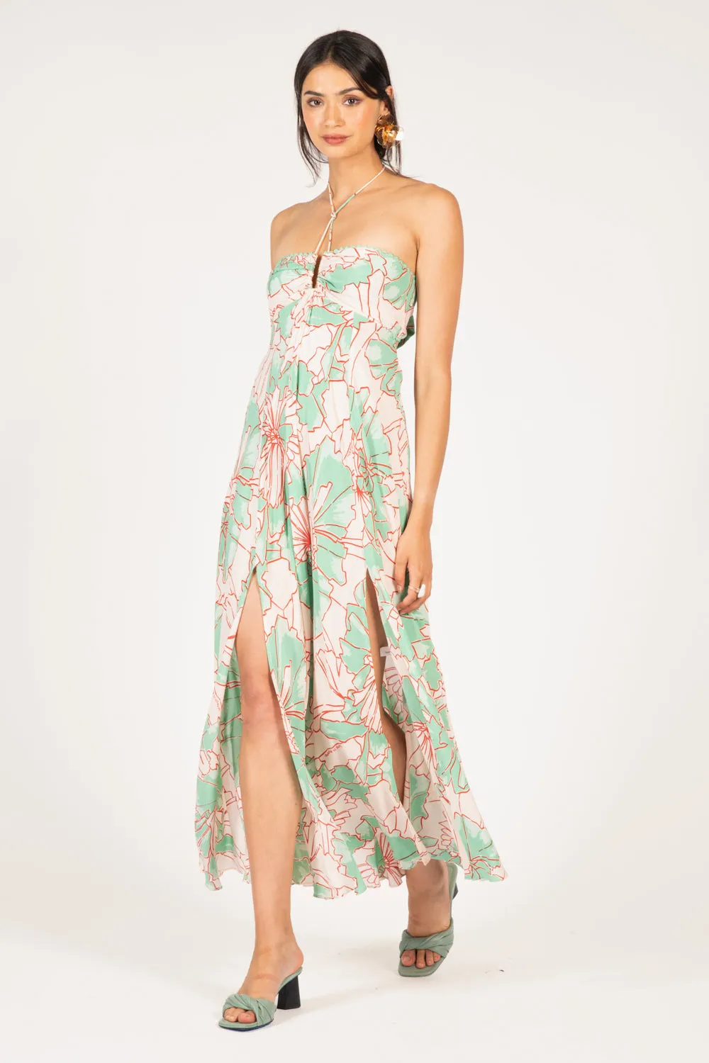 Long Dress Carla - Green Petal sold by Poupette St Barth product image thumbnail 4