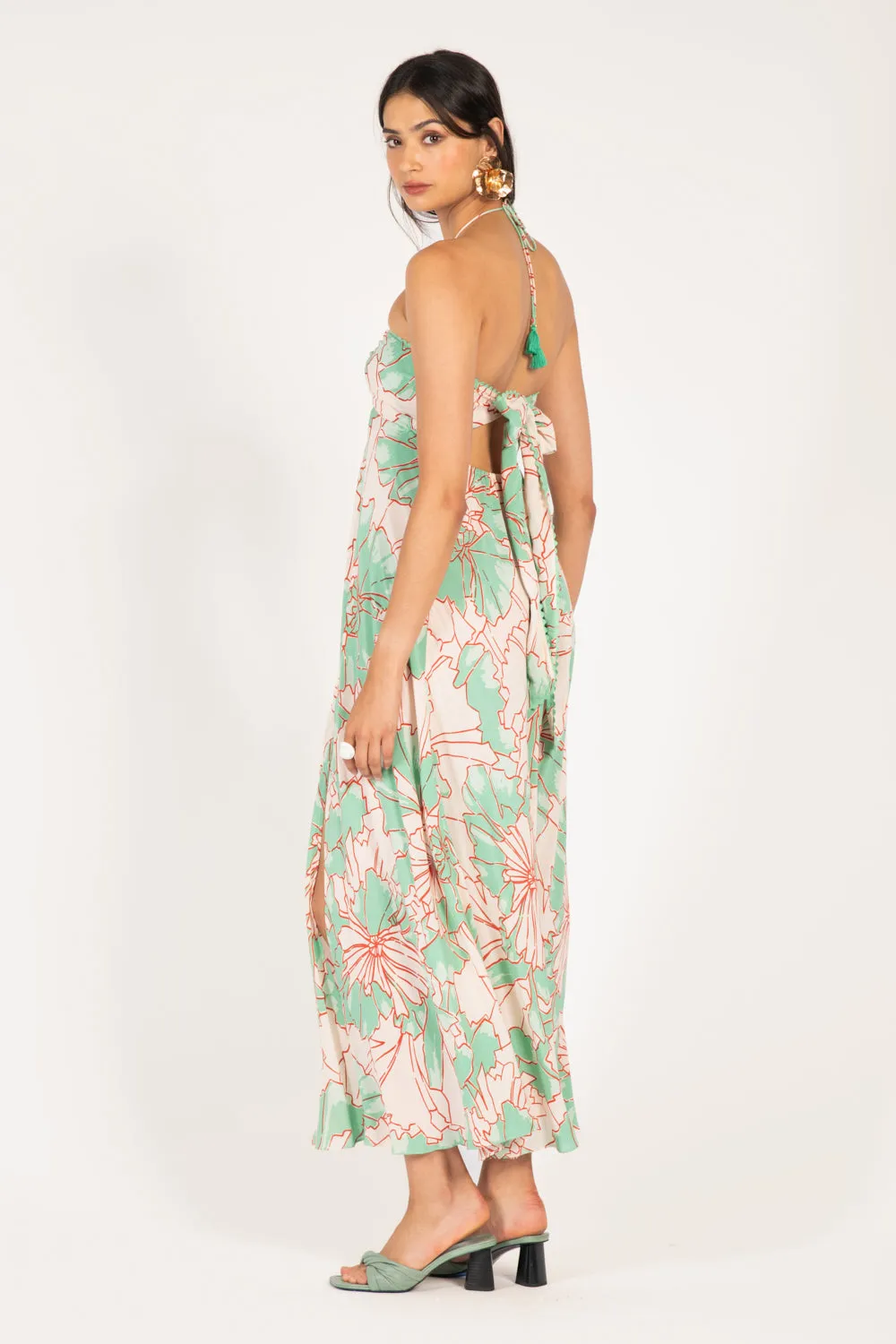 Long Dress Carla - Green Petal sold by Poupette St Barth product image thumbnail 5