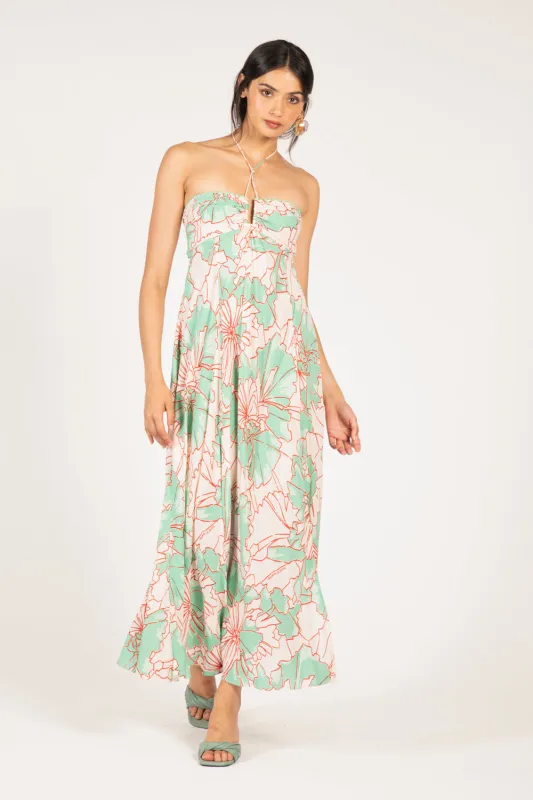 Long Dress Carla - Green Petal sold by Poupette St Barth