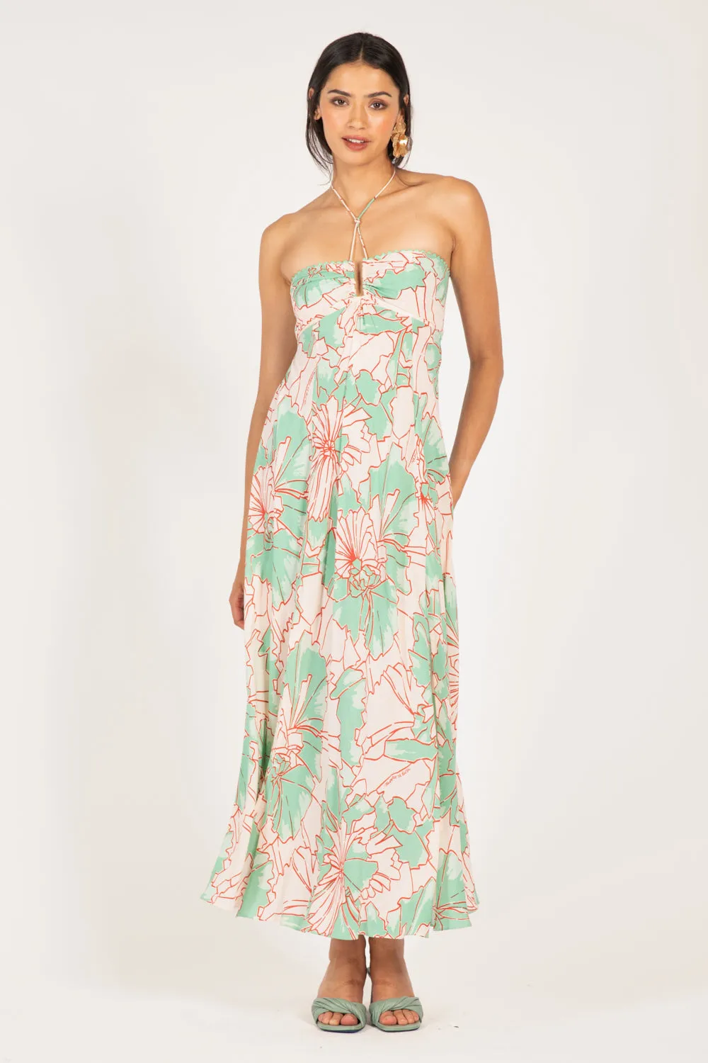 Long Dress Carla - Green Petal sold by Poupette St Barth product image thumbnail 3
