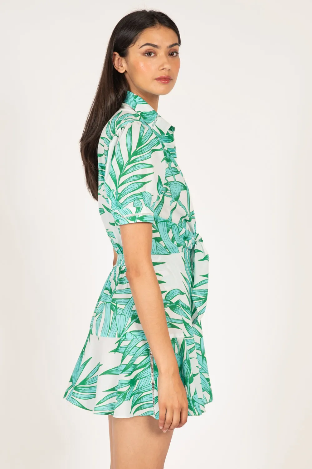 Mini Dress Iris - Green Palm Leaf sold by Poupette St Barth product image thumbnail 4
