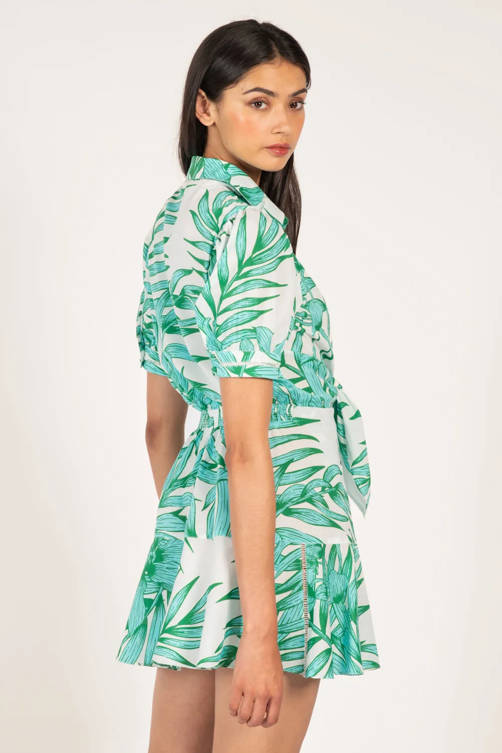 Mini Dress Iris - Green Palm Leaf sold by Poupette St Barth product image thumbnail 5