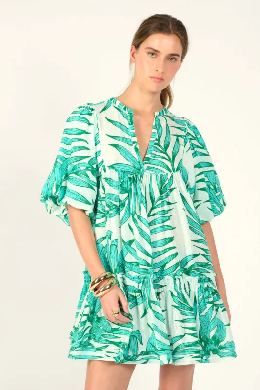 Mini Dress Cruz - Green Palm Leaf sold by Poupette St Barth