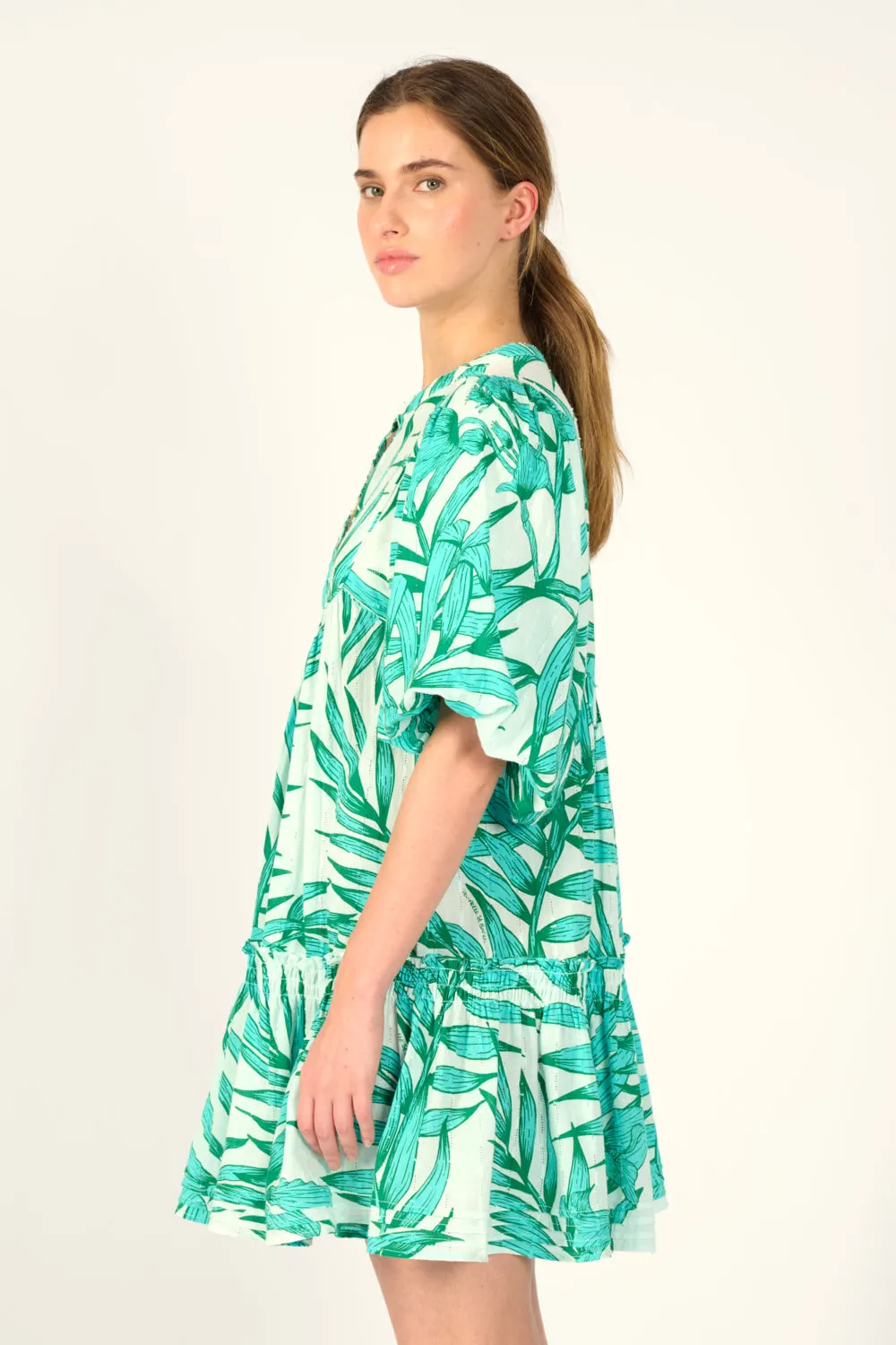 Mini Dress Cruz - Green Palm Leaf sold by Poupette St Barth product image thumbnail 4