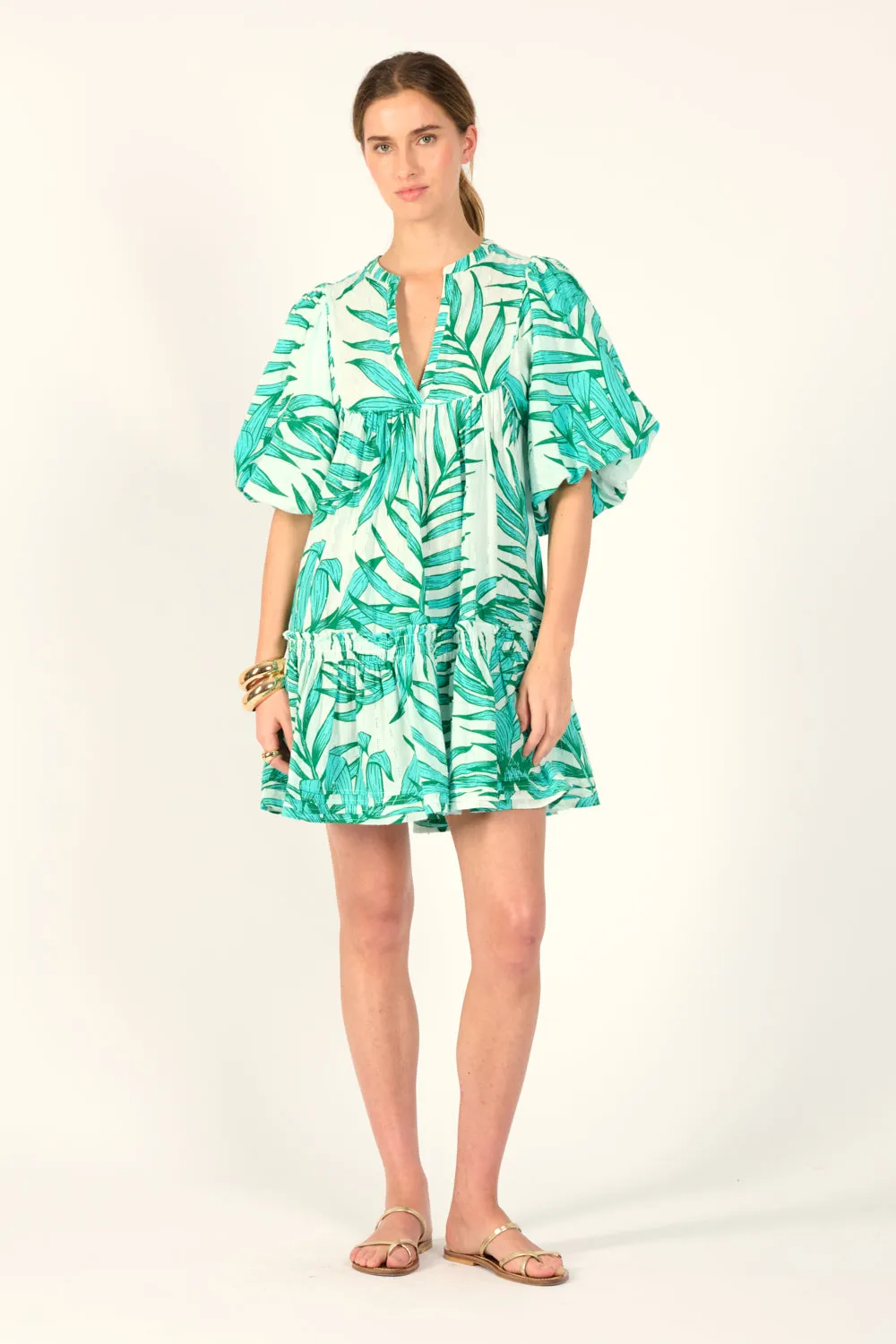 Mini Dress Cruz - Green Palm Leaf sold by Poupette St Barth product image thumbnail 3