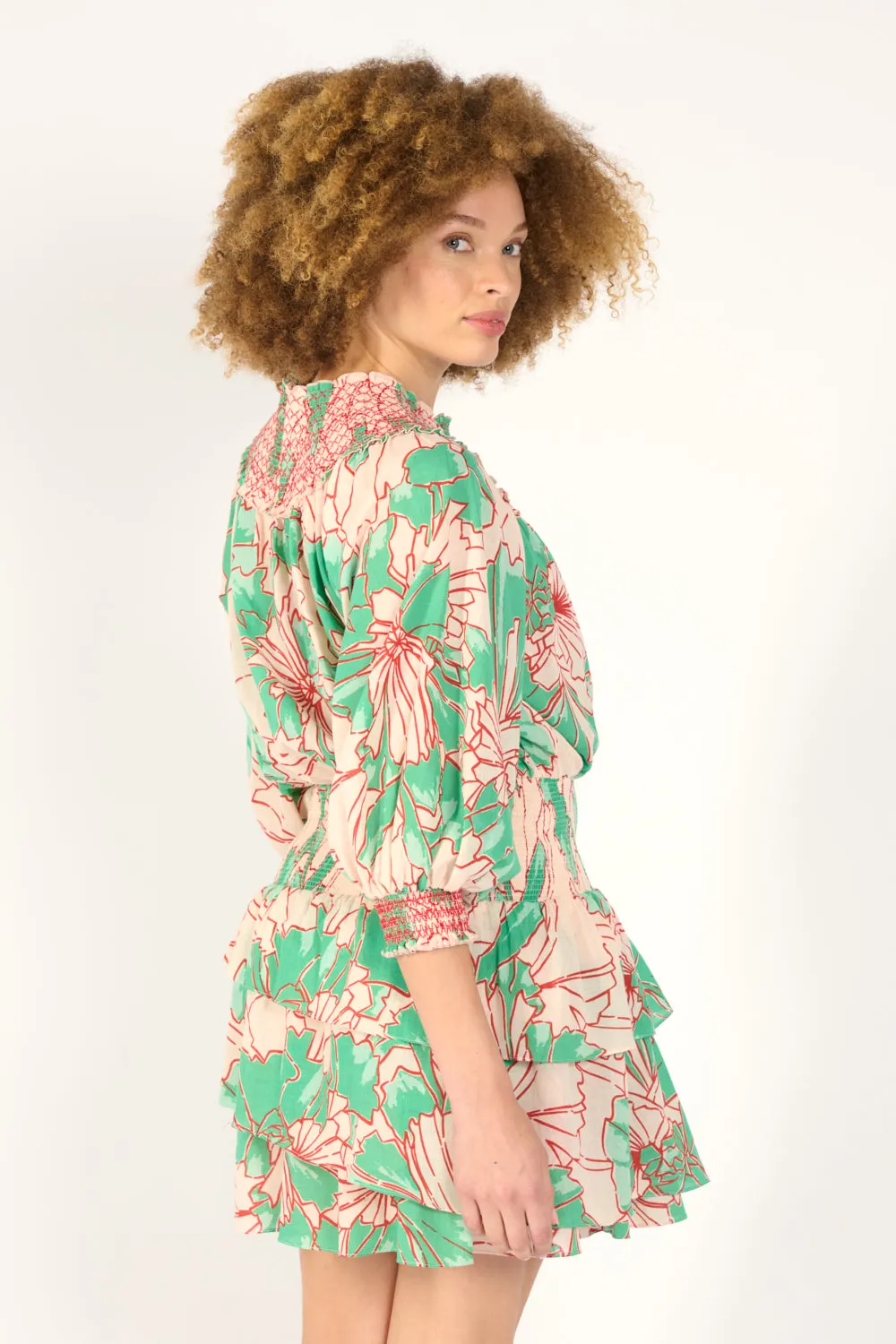 Mini Dress Anna - Green Petal sold by Poupette St Barth product image thumbnail 4