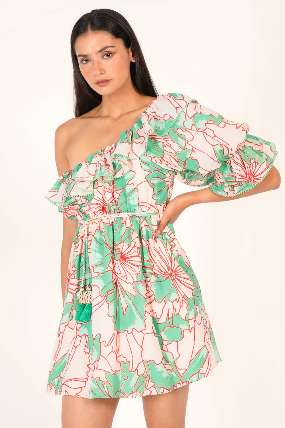 Mini Dress Jenny - Green Petal sold by Poupette St Barth product image thumbnail 4