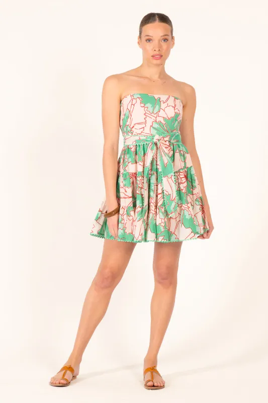 Bandeau Dress Christine - Green Petal sold by Poupette St Barth