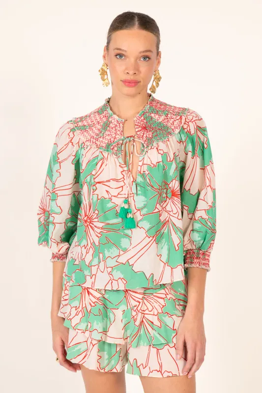 Blouse Ysee - Green Petal sold by Poupette St Barth