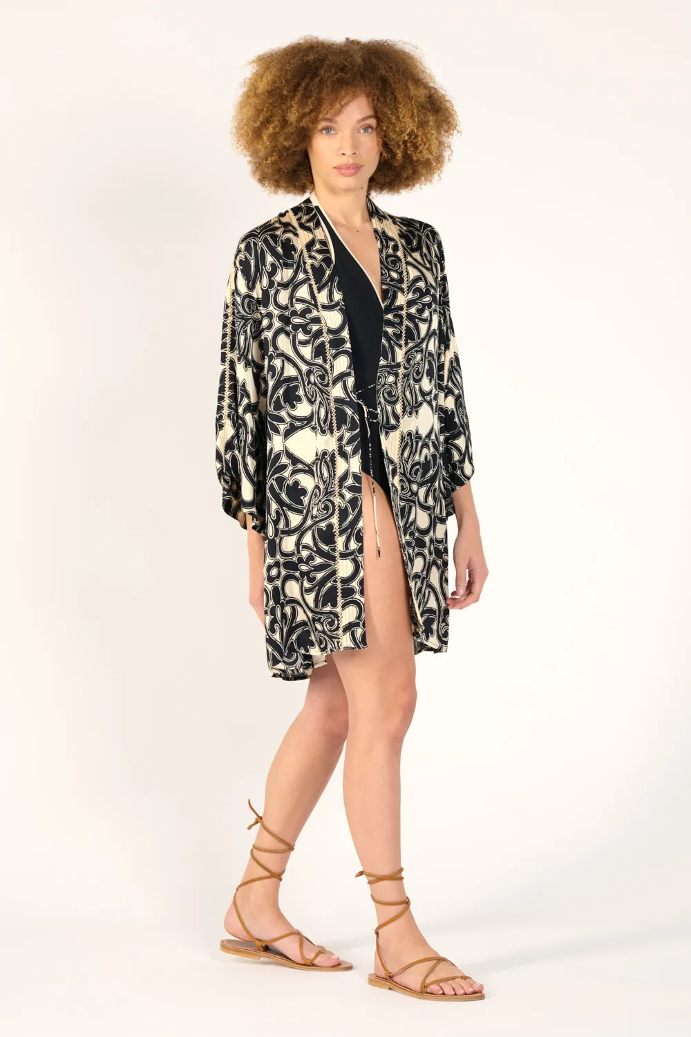 Kimono Luna - Black Mantra sold by Poupette St Barth product image thumbnail 2