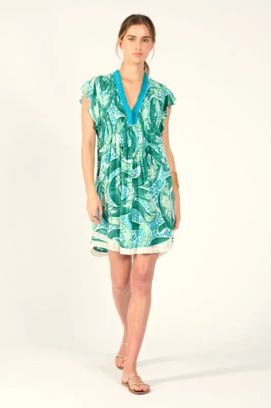 Mini Dress Sasha - Green Holy Snake sold by Poupette St Barth