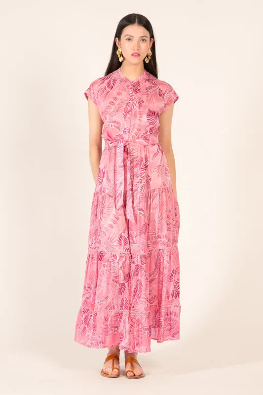 Long Dress Kora - Pink Calathea made by Poupette St Barth