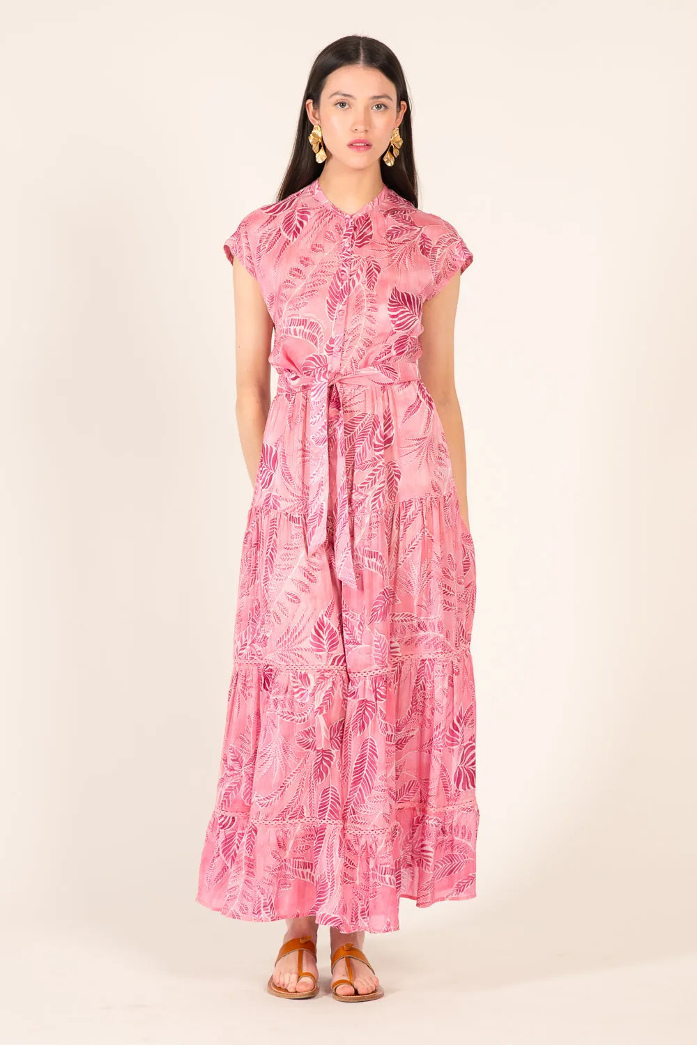 Long Dress Kora - Pink Calathea sold by Poupette St Barth
