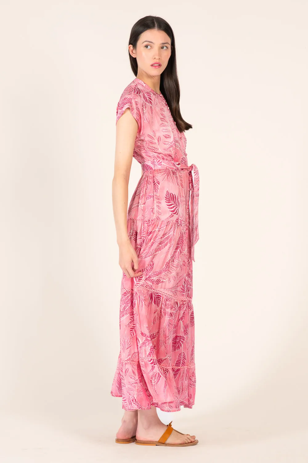 Long Dress Kora - Pink Calathea sold by Poupette St Barth product image thumbnail 3