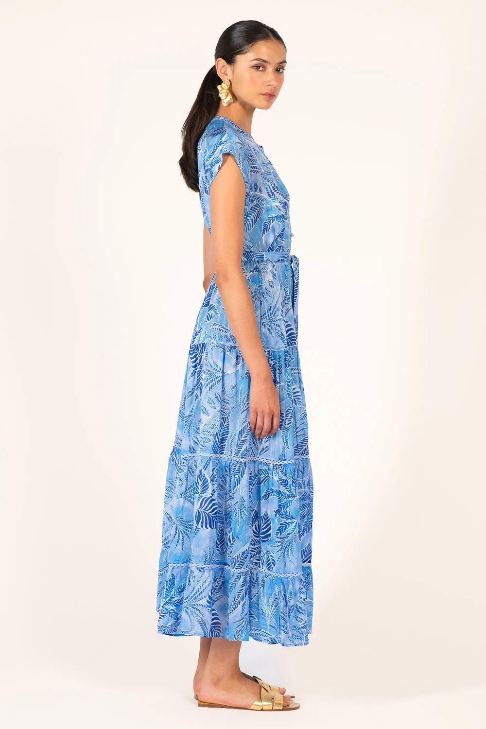 Long Dress Kora - Blue Calathea sold by Poupette St Barth product image thumbnail 4