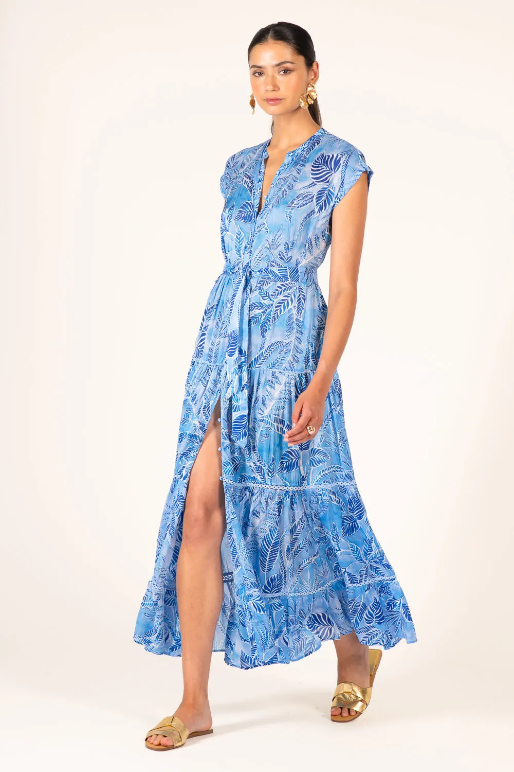 Long Dress Kora - Blue Calathea sold by Poupette St Barth product image thumbnail 3