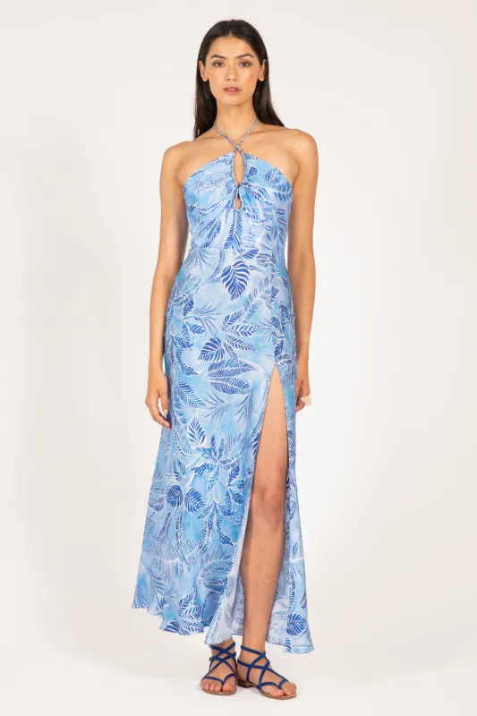 Long Dress Stella - Blue Calathea made by Poupette St Barth