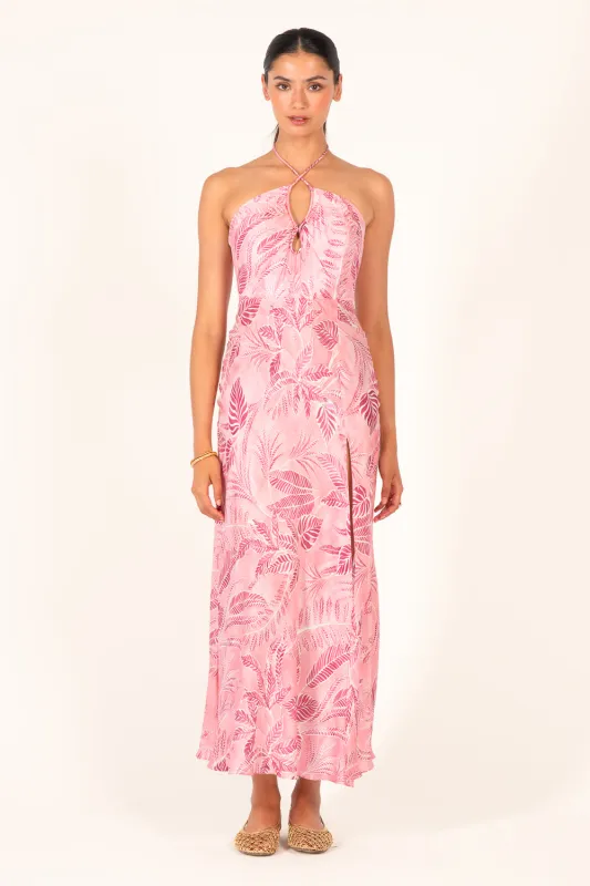 Long Dress Stella - Pink Calathea made by Poupette St Barth