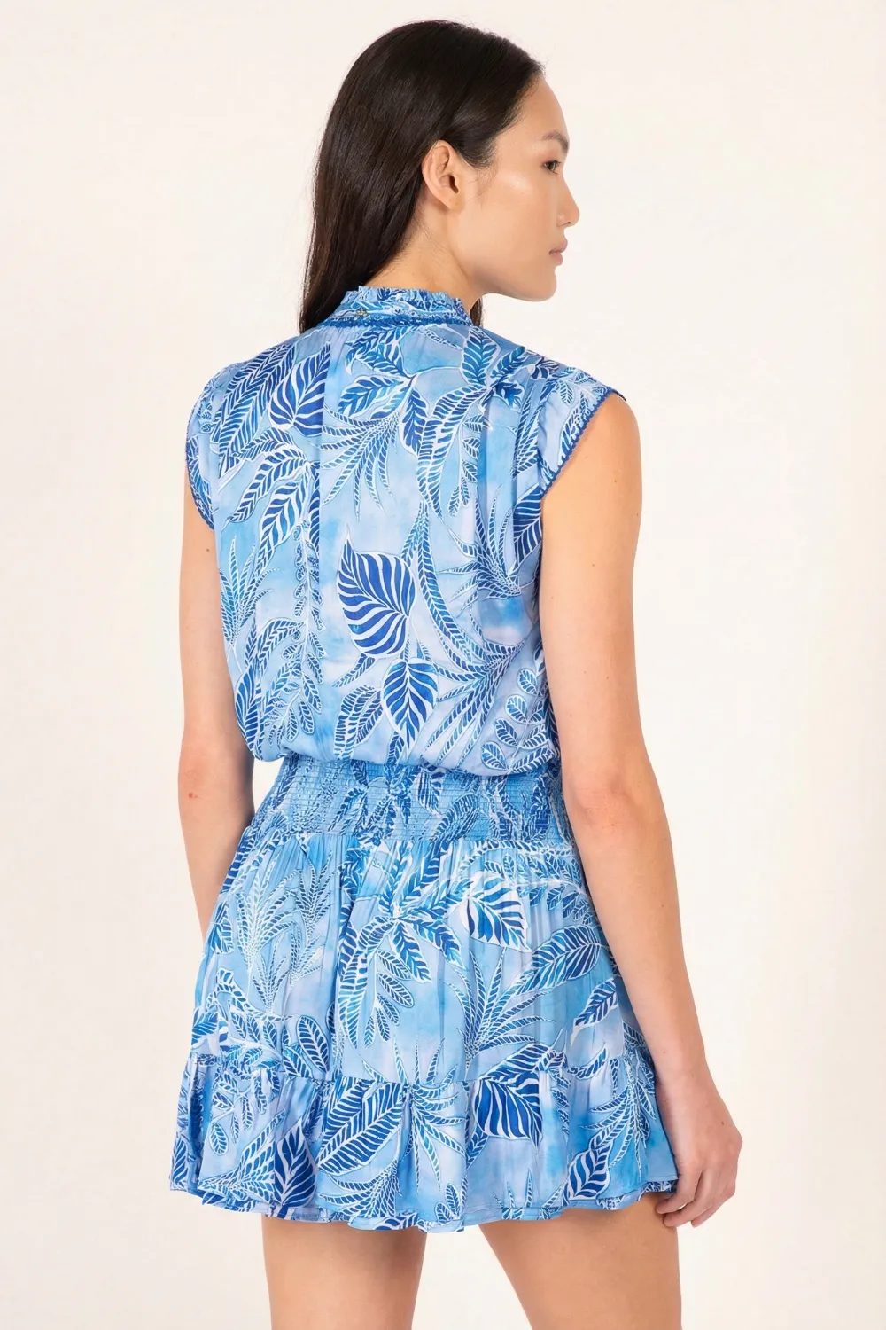 Mini Dress Estelle - Blue Calathea sold by Poupette St Barth product image thumbnail 4